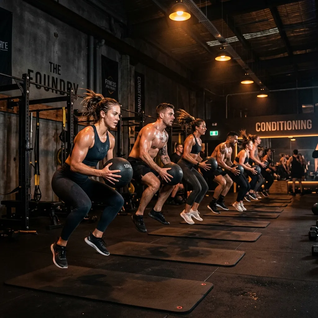 High intensity fat loss conditioning class visual